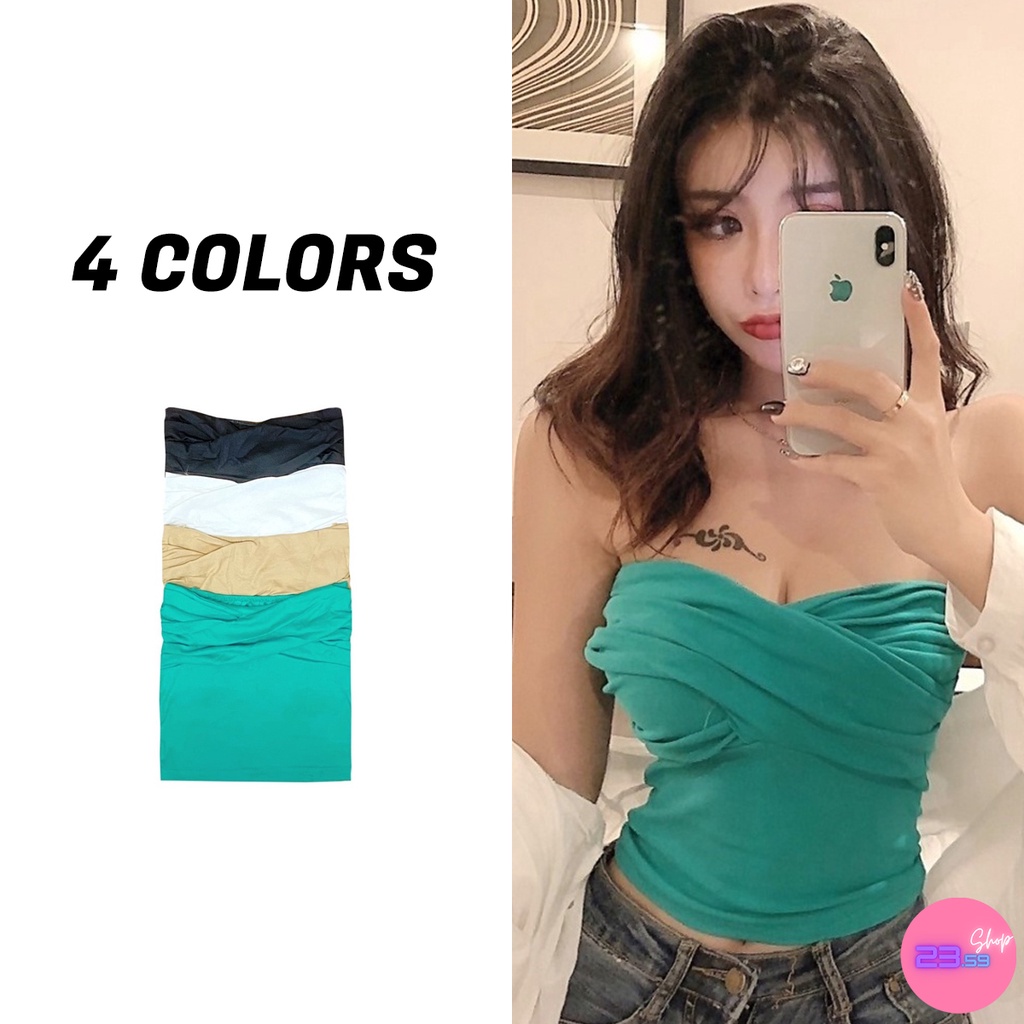 Sale80%เสื้อแฟชั่นเกาะอกม้วน 5 สี ผ้าคอตตอน