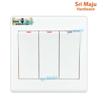 Maju S8312 Big 3 Gang 1 Way ปุ่มสวิตช์ไฟฟ้า (SIRIM) ซ็อกเก็ต Elec