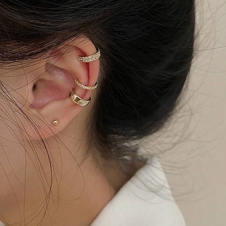 -ส่งฟรี- เซ็ตต่างหูเกี่ยว ต่างหูหนีบ3ชิ้น Earcuff ต่างหูแฟชั่น ต่างหูมินิมอล