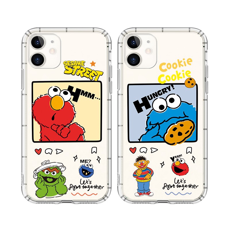 เคสโทรศัพท์มือถือแบบนิ่ม ใส ลายการ์ตูน Sesame Street น่ารัก สําหรับ IPhone 12 13 Pro 14 15 Pro Max 6 6s 7 8 Plus XS XR se3