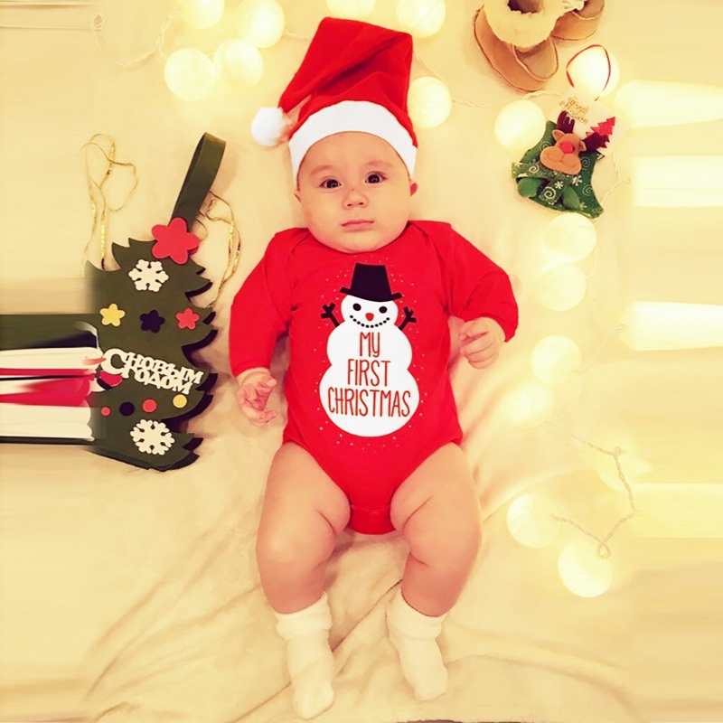 Jumper My First Christmas 2in1 HoHoHo Merry Christmas Ho Ho Ho Christmas Romper ชุดหมวก 2in1 เสื้อผ้