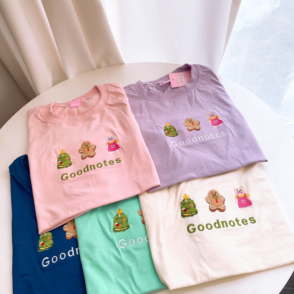 พร้อมส่ง ผ้าคอตตอน 🥞🥣  goodnotes tee เสื้อยืดทรงโอเวอร์ไซต์ ปัก goodnotes tee S_0042