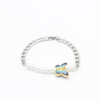 พร้อมส่ง 💥 Fouthsep - Pearl White Butterfly Bracelet กำไลข้อมือไข่มุก ผีเสื้อ