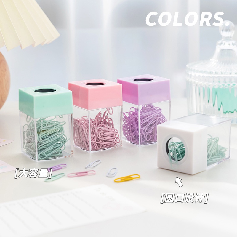 ฟรี18คลิปหนีบกระดาษ มาการอง สีสร้างสรรค์แม่เหล็กคลิปหนีบกระดาษถังเก็บสํานักงานเครื่องเขียนจัดเก็บสะดวกขากล่อง