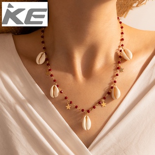 Jewelry Shell Chain Necklace Red Beaded Necklace for girls for women low price