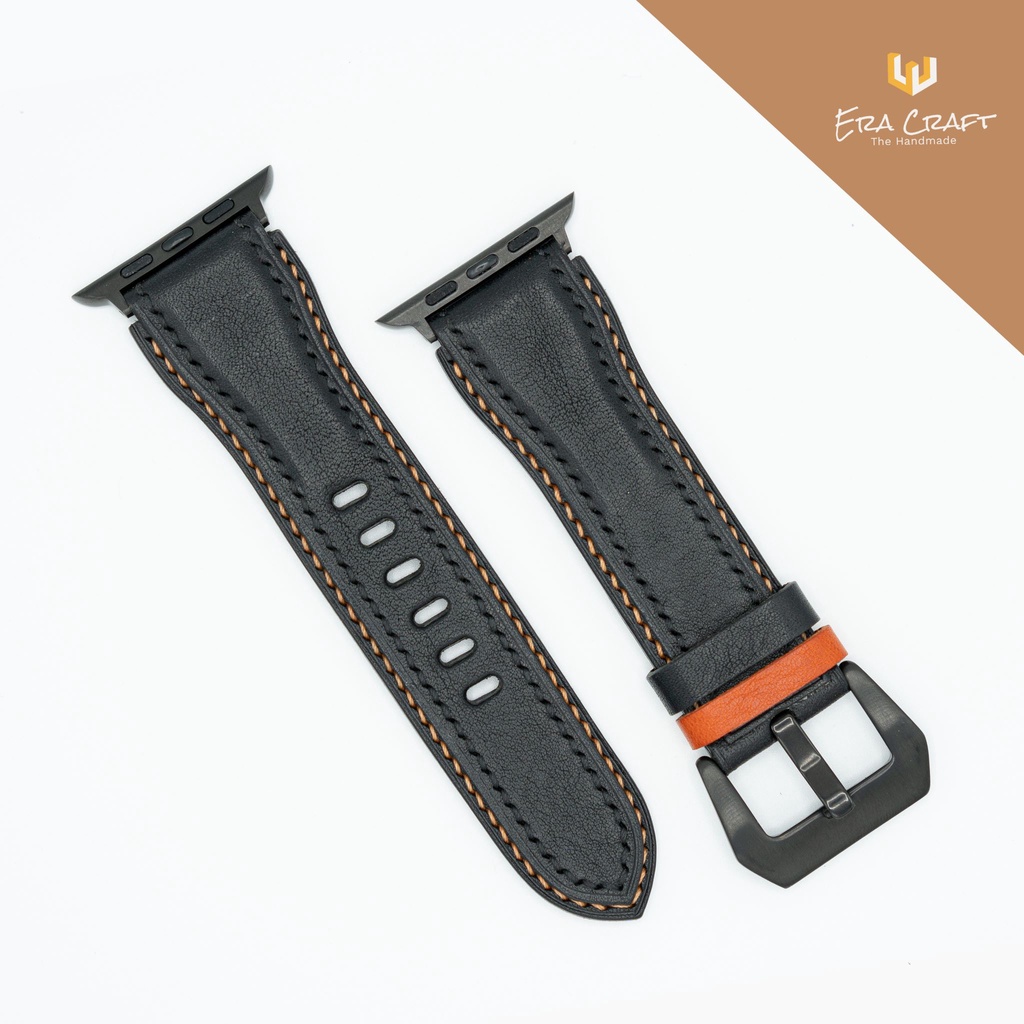 สายหนังแท้ ทำมือ รุ่น WS05 ใช้ได้กับ Apple Watch ขนาด 45mm. (Gen7) 44mm. (Gen4,5,6) 42mm. (Gen1,2,3)