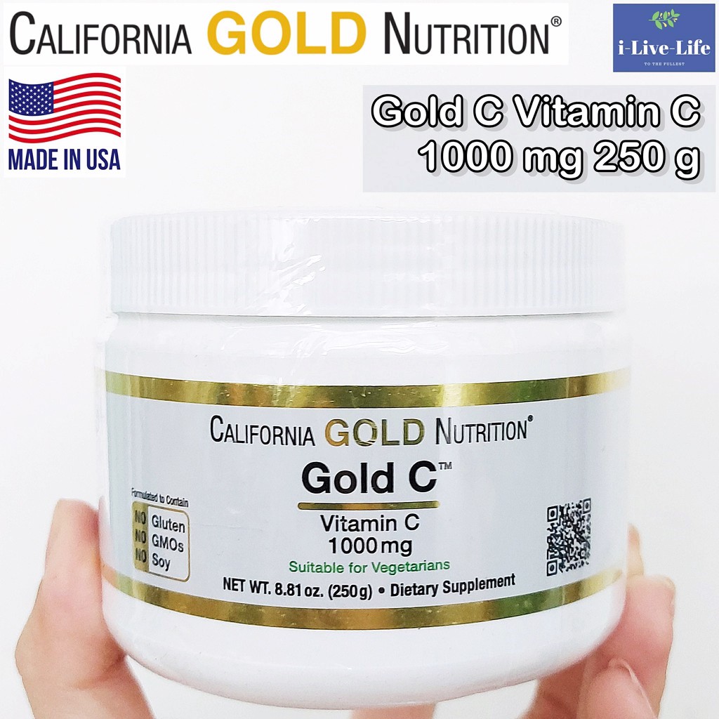วิตามินซี แบบผง Gold C Powder 250g (1000 mg:1 Scoop) - California Gold Nutrition