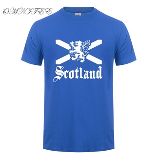 [S-5XL]Omnitee เสื้อยืดคอกลม แขนสั้น ผ้าฝ้าย ลายสิงโต Scotland แฟชั่นฤดูร้อน สําหรับผู้ชาย