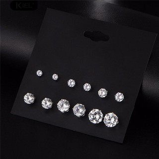 Kiel เครื่องประดับ 6Pairs ประดับ Cubic Zirconia CZ ต่างหู Ear Earpadings ของขวัญคริสต์มาส