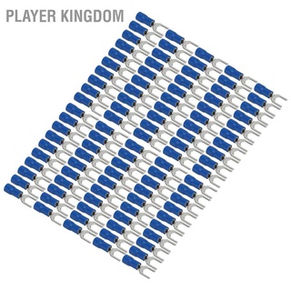 Player kingdom 100pcs Fork Connector Blue Stable Conductivity 19A Safe Insulated Crimp Terminals Wire Terminal for Transportation