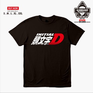 ROUND คอลูกเรือเสื้อยืด พิมพ์ลายโลโก้อนิเมะ Karimake Initial D สําหรับผู้ชาย-4XL