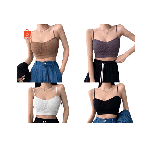 โปรโมชั่น : 🧸𝑩𝒓𝒂𝑩𝒓𝒂𝑩𝒓𝒂🧸 bra-146 เสื้อครอป บราสายเดี่ยว ผ้า knit