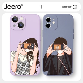 Jeero เคสคู่ เคสไอโฟน คู่รัก กันกระแทกซิลิโคนนุ่มน่ารักตลก เคสโทรศัพท์ Compatible for iphone 14 13 12 11 Pro Max SE 2020 X XR XS 8 7 ip 6S 6 Plus HFF1398