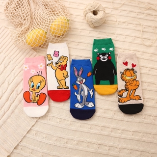 Star COD Garfield socks Pooh Bear New cotton Japanese women straight board boat sock cartoon creative women