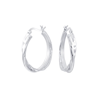 silver thai 5mm x 30mm Twisted hoop earrings silver ต่างหูห่วงบิดเกลียวขนาด 5mm x 30mm เงินแท้925สวยแบบเรียบง่านใส่ดูเก๋