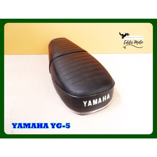 YAMAHA YG5 YG-5 "BLACK" COMPLETE DOUBLE SEAT with "CHROME" TRIM  // เบาะ เบาะรถมอเตอร์ไซค์ สีดำ มีคิ้วโครเมี่ยม