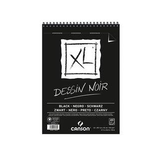 Canson(แคนสัน) สมุด XL DESSIN NOIR หนา150G ขนาด A3 เนื้อกระดาษสีดำ ผิว DOUBLE GRAINED AND SMOOTH (40แผ่น) C400039087