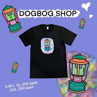 เสื้อยืดผ้าฝ้ายพิมพ์ลายขายดีDogbogเสื้อยืดคอกลม แฟชั่น สไตล์เกาหลี ลายตะเกียง285 camping