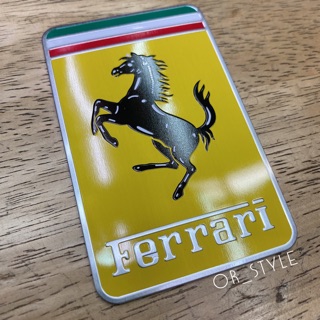 โลโก้ FERRARI เพลทอลูมิเนียมบาง ขนาด 5x8cm