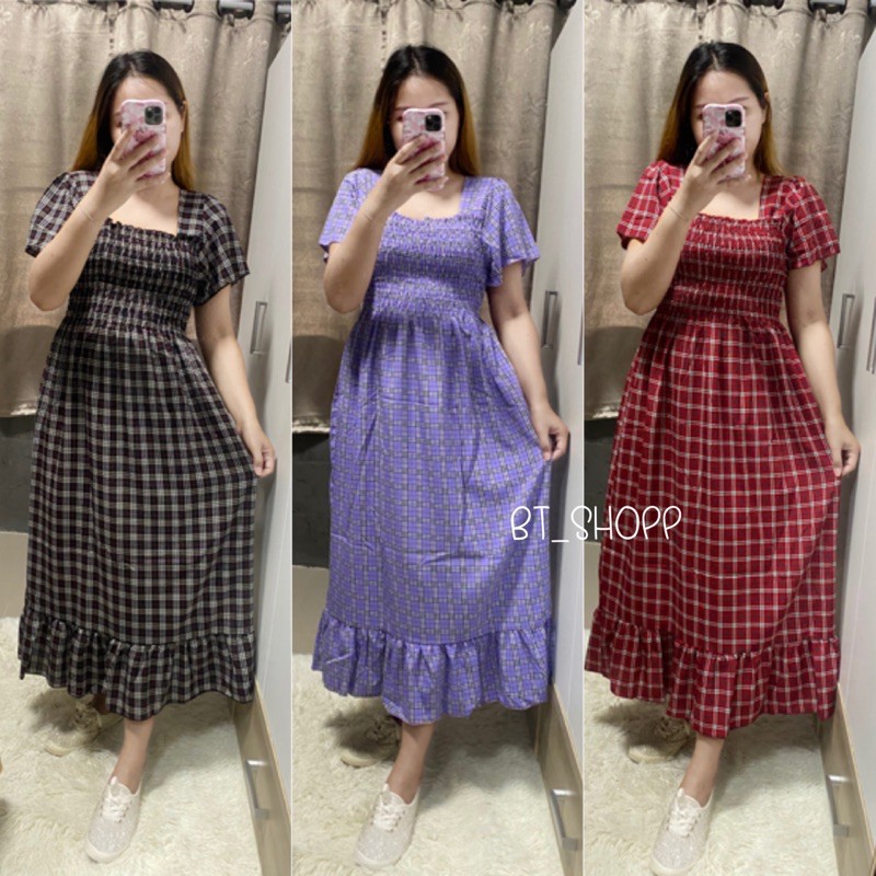 New พร้อมส่ง เดรสลายสก็อตเล็กแต่งชายระบาย อก 46 นิ้ว ใส่ได้ งานมาใหม่ สีสวยมากๆ