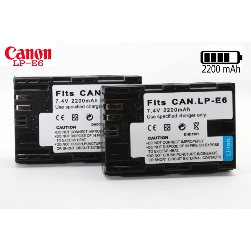 แบตเตอรี่ LP-E6 2200mAh แพ็คคู่สุดคุ้ม (for canon EOS 5D MK III 5D MK II 6D 6D MKII 7D 7D MKII 70D 6