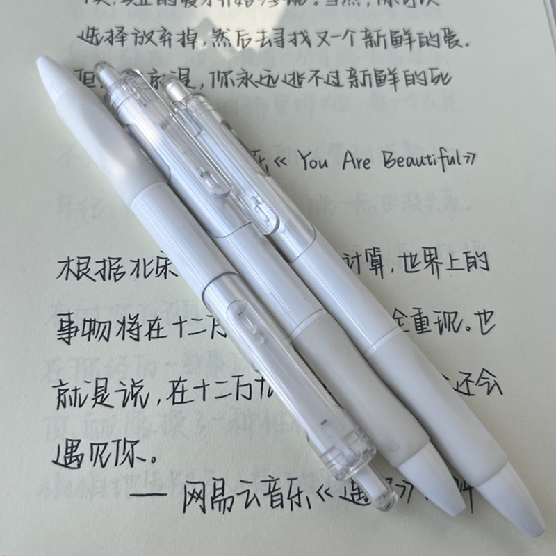 Ins 0.5 มม. ST โลหะผสม สีขาว ปากกาเจล นักเรียน หมึกสีดํา ปากกาพับเก็บได้ - รูปที่ 7