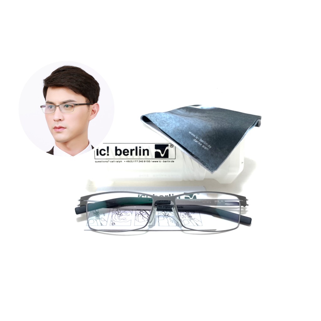 แว่นสายตา ic berlin model jana m.gun metal ขนาด 55-16 mm. สีกันเมทัล + กล่องครบเซ็ต แถมฟรี แป้นจมูก 1 คู่ &lt;ส่งฟรี Kerry&gt;