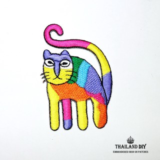 [ พร้อมส่ง ] ตัวรีดติดเสื้อ ลาย การ์ตูน แมว สีรุ้ง Rainbow Cat Cartoon Patch งานปัก DIY ตัวรีด อาร์ม ติดเสื้อผ้า กระเป๋า