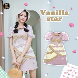 BLT BRAND การันตีเสื้อผ้าแบรนด์แท้ มินิเดรส สีชมพูระบายน้ำตาล VANILLA STAR