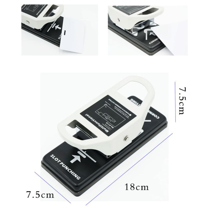 เครื่องเจาะบัตร PVC รูแบน 3x13 มม. พร้อมที่ตัดมุมกระดาษขนาด R5 (2 in 1) โค้งมนสวยงาม