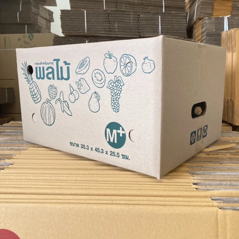กล่องผลไม้ เบอร์ M+ ขนาด 35.3×45.3×25.5 ซม. กล่องพัสดุฝาชน แพ็ค 10 ใบ หนา 3 ชั้น ราคาส่ง พร้อมส่ง Boxpanda