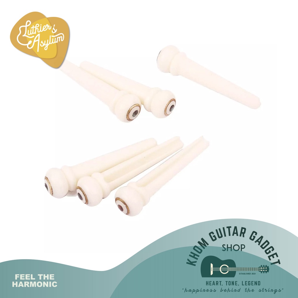 🚚 สต็อคไทย ส่งจากกรุงเทพฯ หมุดกระดูกยึดสายกีต้าร์ ประดับจุดเปลือกหอยอบาโลน ล้อมวงทองเหลือง