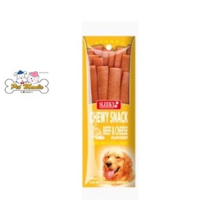 (รสเนื้อและชีส)SLEEKY Chewy Snack - Strap แบบแผ่น 50g.