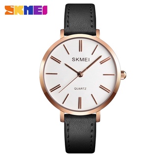 SKMEI Fashion Women Watches Casual Leather Strap Watch Simple 3bar Waterproof Quartz Wristwatches ladies Relogio Feminin