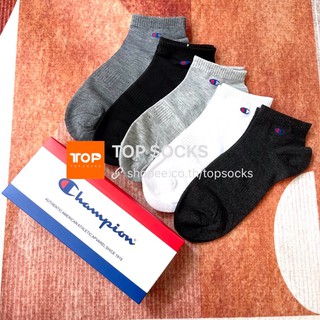 Champion⚡️set 5คู่1กล่อง⚡️ ถุงเท้าแบรนด์ข้อสั้น กีฬา งานCotton แฟชั่น พร้อมส่ง