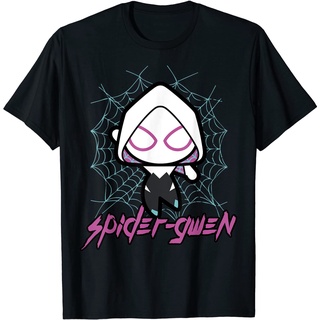 เสื้อยืด ผ้าฝ้ายแท้ ระบายอากาศได้ดี พิมพ์ลายกราฟิก Marvel Spider-Gwen น่ารัก คุณภาพสูง สําหรับผู้หญิง