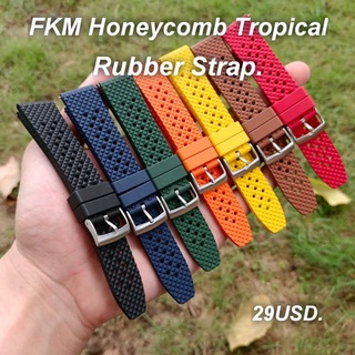 สายนาฬิกา สายยางFKM ลาย Honeycomb Tropical  มีขนาด20,22มิล แถมฟรีสปริงบาร์และปากกาถอดสายชำระเงินปลายทางได้ขอบคุณครับ