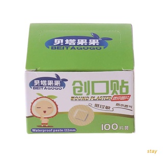 Stay ผ้าพลาสเตอร์ทรงกลมขนาดเล็กแบบใช้แล้วทิ้ง 100 ชิ้น