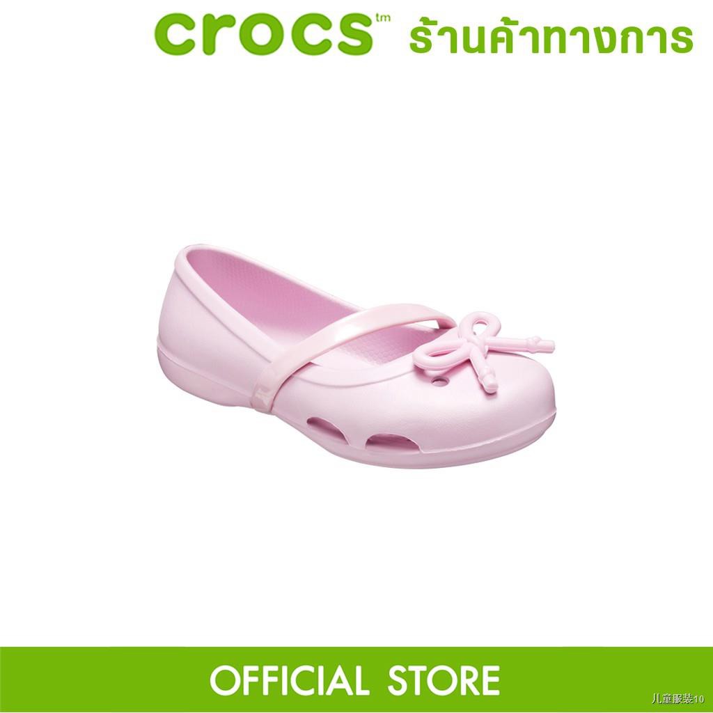 ﹍CROCS Lina Bow Charm Flat รองเท้าแฟลตเด็กผู้หญิง