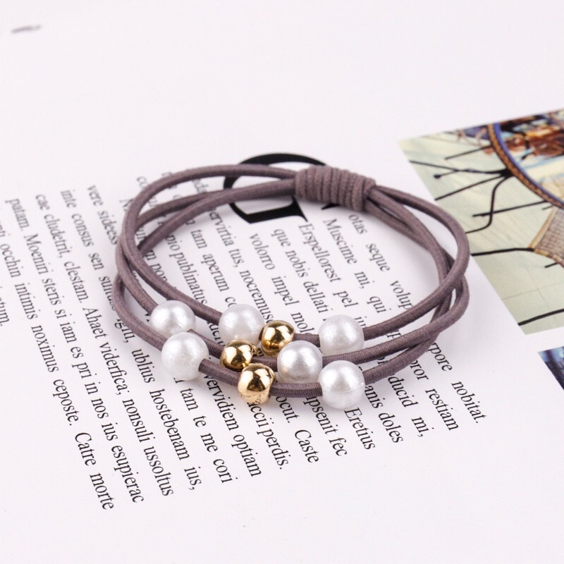 365mallshop  PP53 (ร้านไทย) หนังยางรัดผมเกาหลีสไตล์เกาหลีไข่มุข ความยืดหยุ่นสูง ยางรัดผม - รูปที่ 4