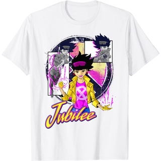 ROUND คอลูกเรือเสื้อยืด ผ้าฝ้าย พิมพ์ลายโลโก้ Marvel X-Men Jubilee สําหรับผู้ชาย-4XL