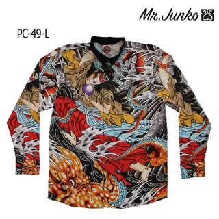 ⚡ ส่งฟรี⚡เสื้อเชิ้ตแขนยาว ลายแนวtattoo งานต่อลาย เกรดพรีเมี่ยม Mr-Junko PC-49-L