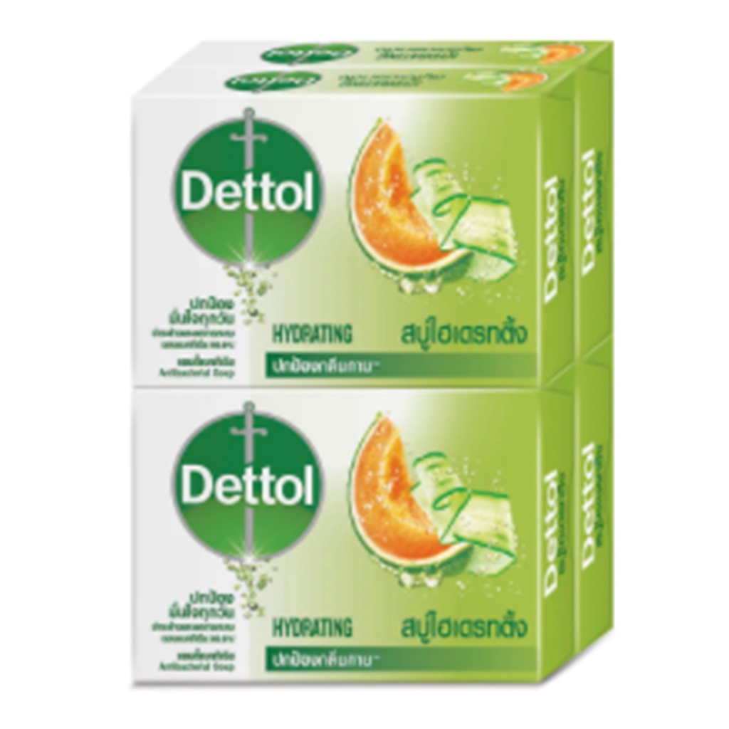 Dettol Anti Bacterial Bar Soap Hydrating  65g. Pack 4 เดทตอลสบู่แอนตี้แบคทีเรียไฮเดรตติ้ง 65g.แพ็ค4 สบู่อาบน้ำผลิตภ