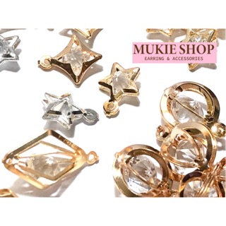 Mukie shop DIY จี้ จี้ห้อย ตัวห้อย จี้ฝังคริสตัล ใสเม็ดใหญ่ แพ็ค 10 ชิ้น