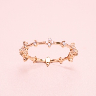 Grace Fine Jewelry แหวนเพชรทองแท้ 9K ใบโคลเวอร์