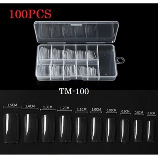 เล็บปลอม เล็บpvc สีขาว สีใส100 ชิ้น ขาวแบบเต็มเล็บ เล็บปลอม PVC แบบเต็มเล็บ 100ชิ้น