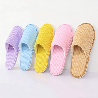 รองเท้าใส่ในบ้าน รองเท้าโรงแรม พื้นยาง กันลื่น slipper สลิปเปอร์ สีพื้น มี 6 สี