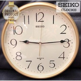 SEIKO นาฬิกาแขวนผนัง ขอบสีทองพ่นทรายหน้าครีม รุ่น QXA747G