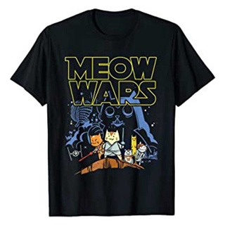 ย้อนยุคเสื้อยืด พิมพ์ลาย Star Wars Meme Meow Wars Cat เหมาะกับของขวัญ สําหรับผู้ชาย และผู้หญิงS-5XL