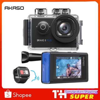 2022 ใหม่ AKASO Brave 6 Plus Native 4K30FPS 20MP WiFi Action Camera หน้าจอสัมผัส 131 ฟุตใต้น้ำ Cam EIS 8X ซูมควบคุมเสียง